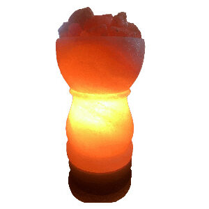Crafted Salt Lamp with Chunks in Bowl on Salt Stand by alfah salts