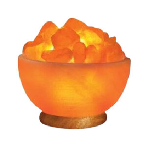 Crafted Salt Lamp with Chunks in Rounded Bowl by alfah salts