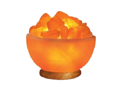 Crafted Salt Lamp with Chunks in Rounded Bowl by alfah salts